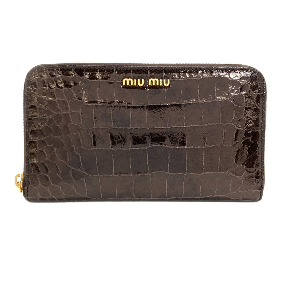 Miu Miu Miu embossed leather long wallet for women.